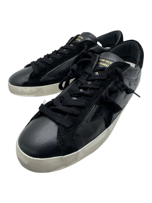 Golden Goose Shoe Size 42 New Black & White Leather Solid Sneaker Men's Shoes Black & White / 42