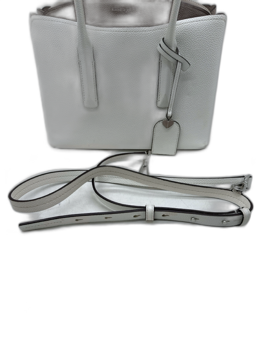 Kate Spade White & Taupe Pebble Leather Cross Body Silver Hardware Bag White & Taupe / Small