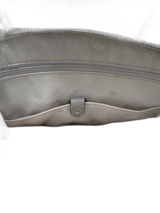 Kate Spade White & Taupe Pebble Leather Cross Body Silver Hardware Bag White & Taupe / Small