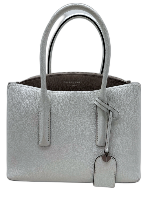 Kate Spade White & Taupe Pebble Leather Cross Body Silver Hardware Bag White & Taupe / Small