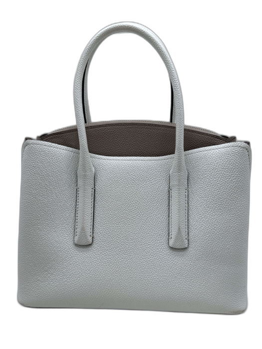 Kate Spade White & Taupe Pebble Leather Cross Body Silver Hardware Bag White & Taupe / Small