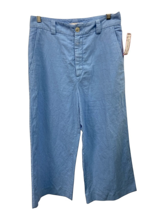 Closed Size 27 Sky Blue Linen & Cotton High Rise Wide Leg Cropped Pants Sky Blue / 27