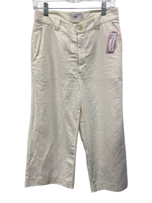 Closed Size 27 White Linen & Cotton High Rise Wide Leg Cropped Pants White / 27