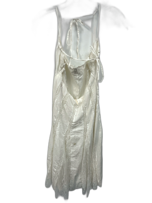 Free People Size M / 8 Cream White Cotton & Linen Lace Detail Pleated Mini Dress Cream White / M / 8
