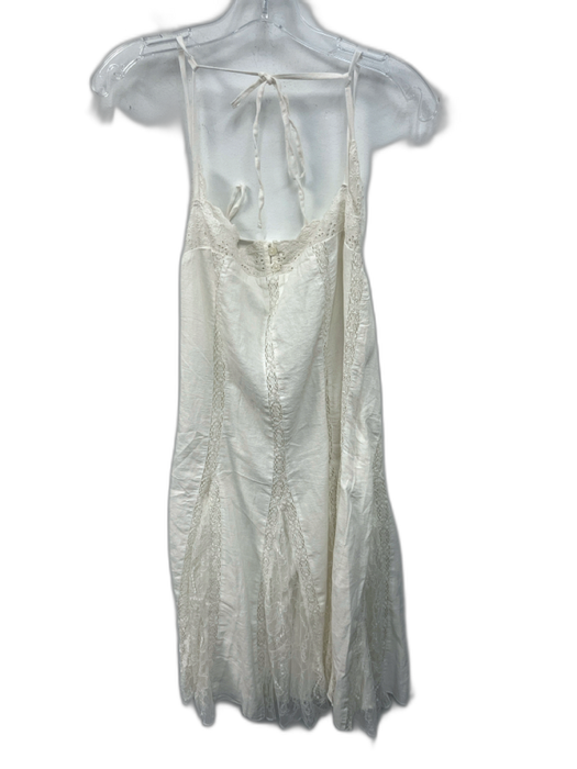 Free People Size M / 8 Cream White Cotton & Linen Lace Detail Pleated Mini Dress Cream White / M / 8