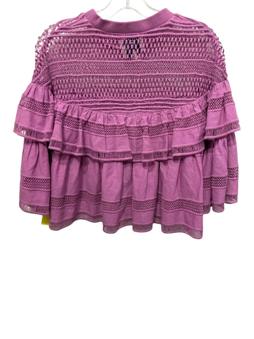 Sea New York Size 2 Light Purple Cotton Short Sleeve Crochet Lace Top Light Purple / 2