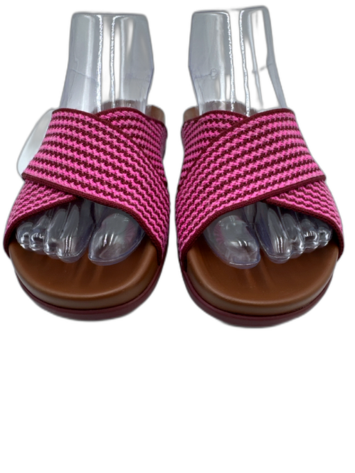 Rothy's Shoe Size 5 Pink, Red & Brown textile upper Striped Criss Cross Sandals Pink, Red & Brown / 5