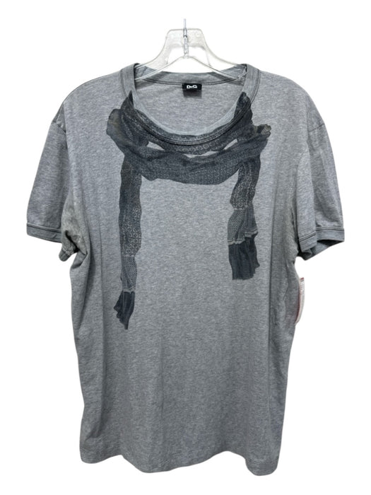 Dolce & Gabbana Size 52 Gray Cotton Blend Scarf Detail T shirt Crew Short Sleeve Gray / 52