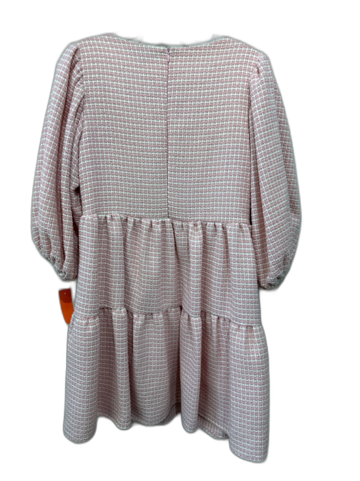 Sister Jane Size Small Pink & White Polyester Long puff sleeve Tweed Dress Pink & White / Small