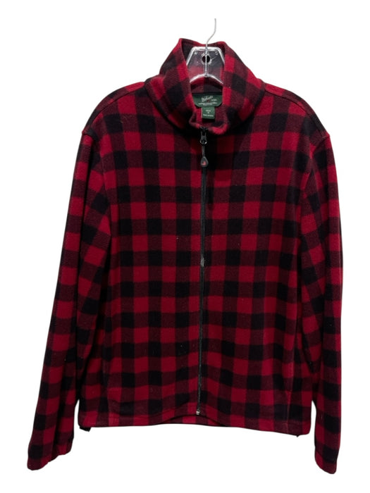 Woolrich Size M Red & Black Synthetic Plaid Zip UP Men's Jacket Red & Black / M