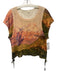 Pilcro Size M Cream Beige & Multi Cotton & Linen Knit Landscape Print Top Cream Beige & Multi / M