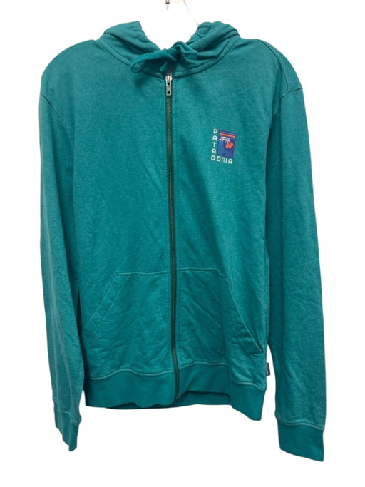 Patagonia Size XS Teal Blue Cotton Blend Print detail Zip Front Hoodie Jacket Teal Blue / XS