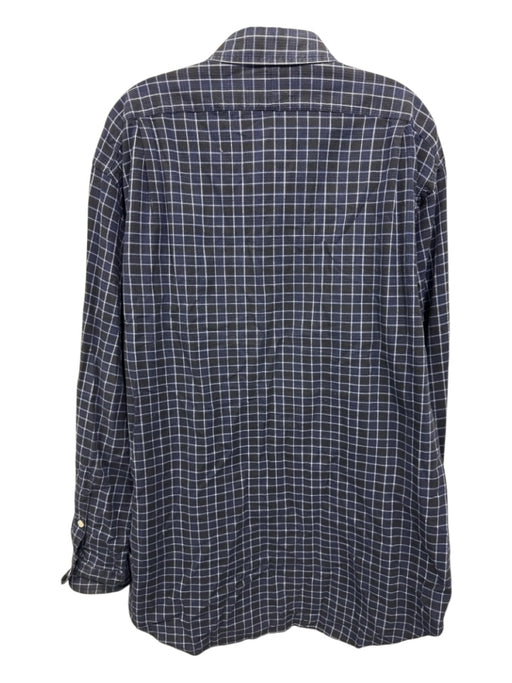 Polo Size L Black & Blue Cotton Plaid Button Down Men's Long Sleeve Shirt Black & Blue / L