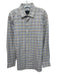 Bugatchi Size 16.5 White & Multi Cotton Blend Grid Button up Long Sleeve Shirt White & Multi / 16.5