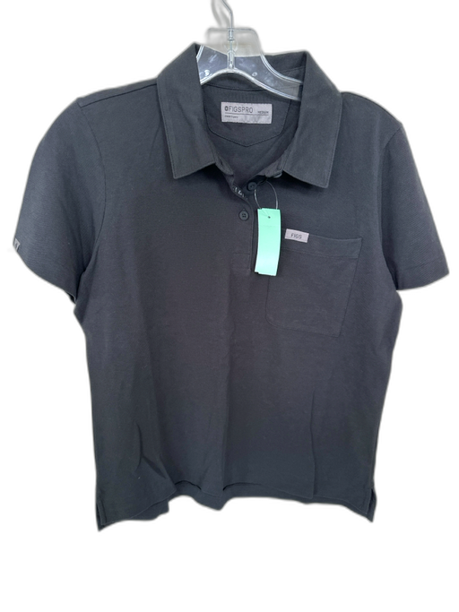 Figs Size M Black Pima Cotton Short Sleeve polo Scrubs Athletic Top Black / M