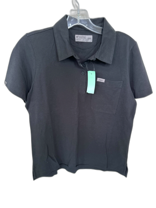 Figs Size M Black Pima Cotton Short Sleeve polo Scrubs Athletic Top Black / M