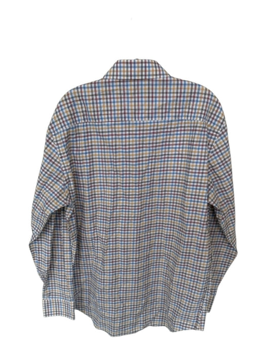 Bugatchi Size 16.5 Yellow & Blue Cotton Blend Grid Button Down Men's Shirt Yellow & Blue / 16.5