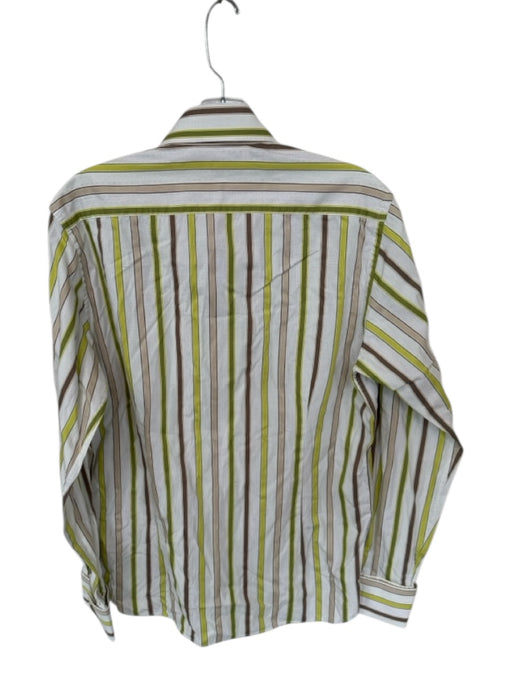 Ted Baker Size 3/L Green & Brown Cotton Striped Button Down Men's Shirt Green & Brown / 3/L