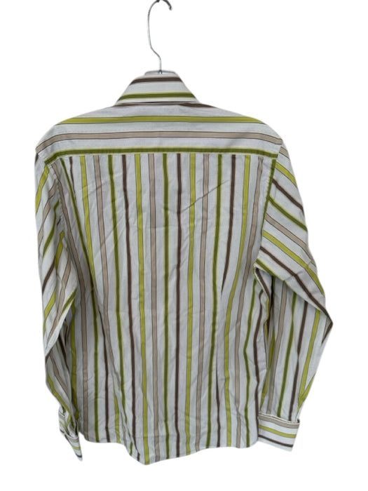 Ted Baker Size 3/L Green & Brown Cotton Striped Button Down Men's Shirt Green & Brown / 3/L