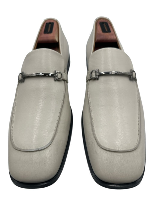 Ferragamo Shoe Size 8 Cream & Black Leather Solid Loafer Men's Shoes Cream & Black / 8