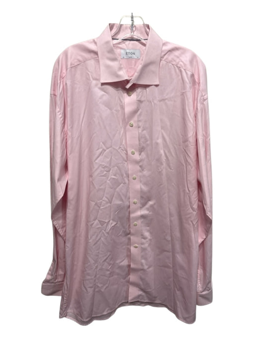 Eton Size 18 Pink & White Zip Fly Men's Long Sleeve Shirt Pink & White / 18