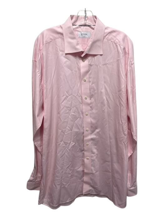 Eton Size 18 Pink & White Zip Fly Men's Long Sleeve Shirt Pink & White / 18