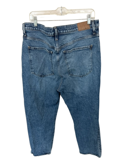Madewell Size 33 Med Dark Wash Cotton Blend High Waist Straight Cropped Jeans Med Dark Wash / 33