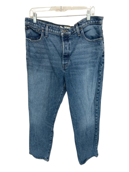 Madewell Size 33 Med Dark Wash Cotton Blend High Waist Straight Cropped Jeans Med Dark Wash / 33