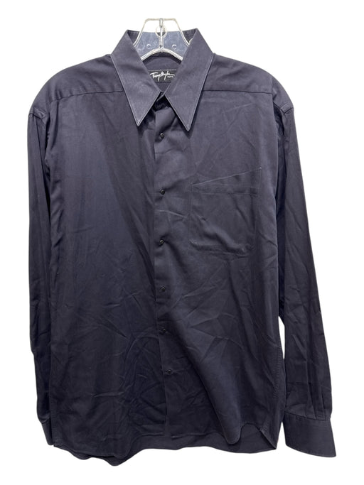 Thierry Muggler Size Est S Navy Cotton Solid Button up Men's Long Sleeve Shirt Navy / Est S