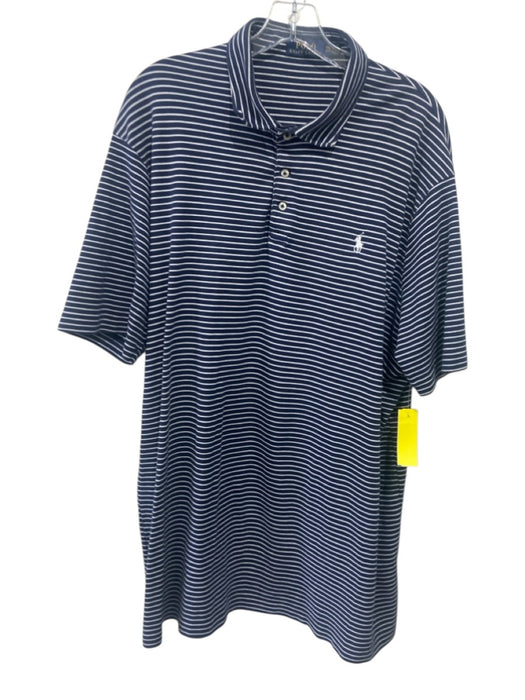 Polo Size XXL Blue & White Cotton Striped Polo Men's Short Sleeve Blue & White / XXL