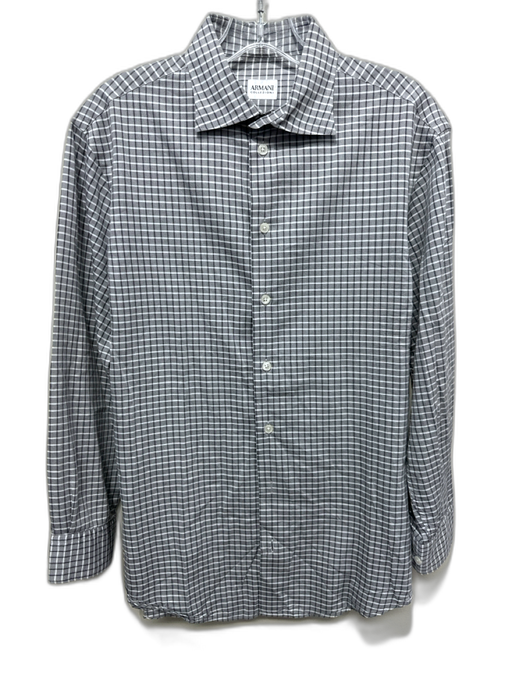 Armani Size S Gray Cotton Blend Grid Button up Men's Long Sleeve Shirt Gray / S