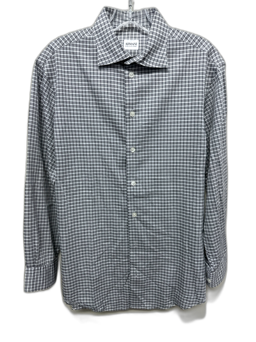 Armani Size S Gray Cotton Blend Grid Button up Men's Long Sleeve Shirt Gray / S