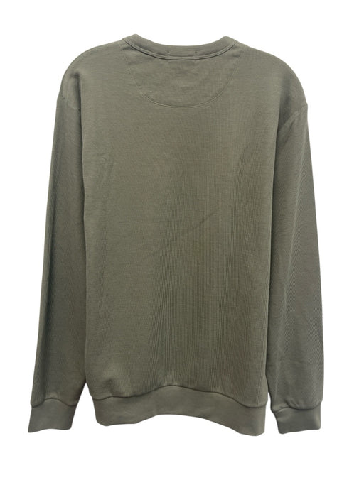 Theory Size M Green Cotton Blend Solid Crew Neck Men's Long Sleeve Shirt Green / M