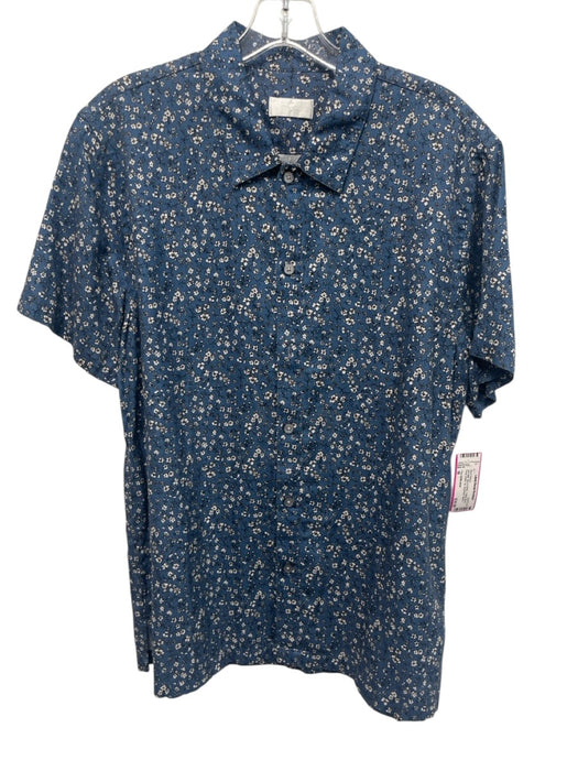 7 For All Mankind Like New Size M Blue & White Cotton Blend Floral Short Sleeve Blue & White / M
