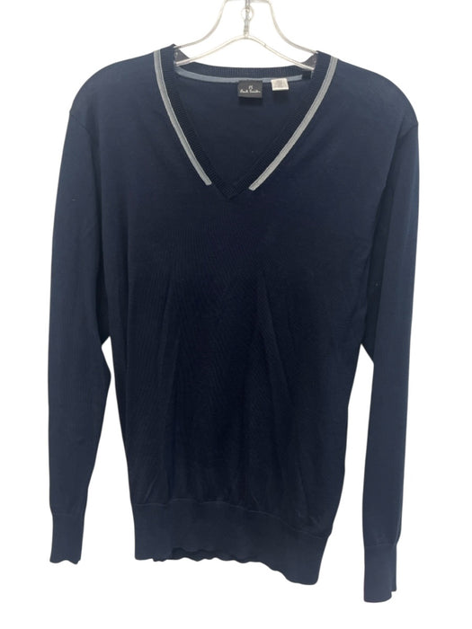 Paul Smith Size S Navy Silk Blend Solid V Neck Men's Sweater Navy / S