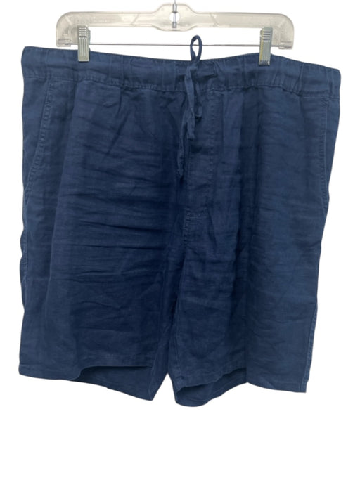 Onia Size XXL Navy Linen Blend Solid Khaki Waist Band Men's Shorts Navy / XXL