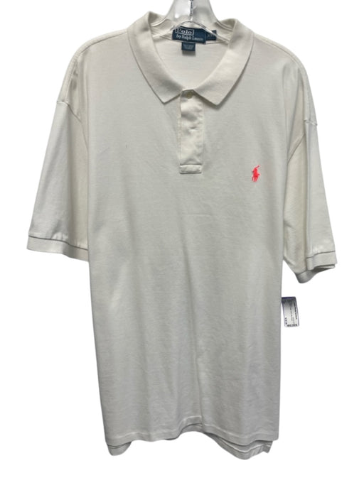 Polo Size XXL White Cotton Solid Polo Men's Short Sleeve White / XXL