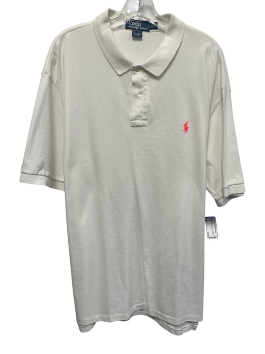 Polo Size XXL White Cotton Solid Polo Men's Short Sleeve White / XXL