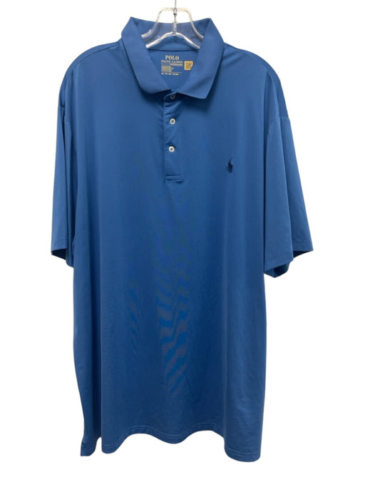 Polo Size XXL Blue Synthetic Solid Polo Men's Short Sleeve Blue / XXL
