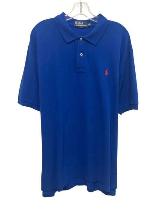 Polo Size XXL Blue Cotton Solid Polo Men's Short Sleeve Blue / XXL