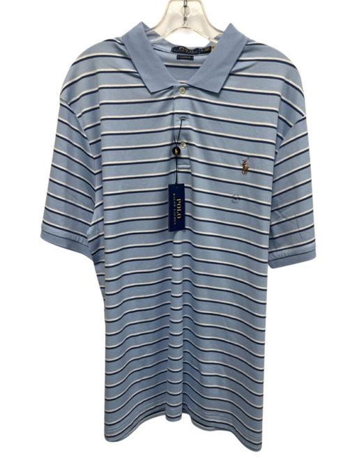 Polo NWT Size XL Light Blue & White Cotton Striped Polo Men's Short Sleeve Light Blue & White / XL
