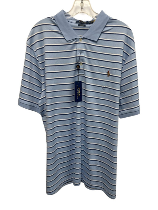 Polo NWT Size XL Light Blue & White Cotton Striped Polo Men's Short Sleeve Light Blue & White / XL