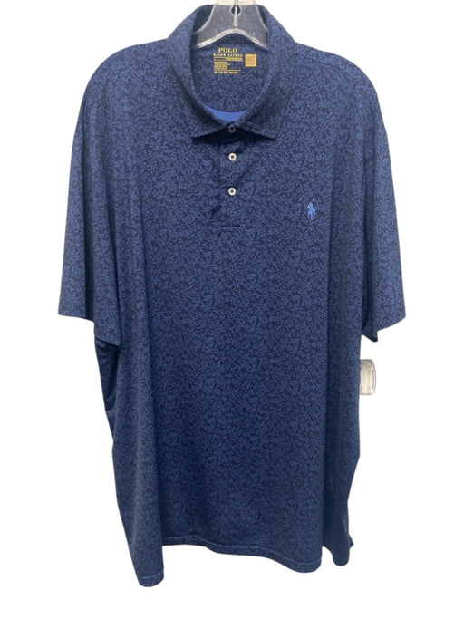 Polo Size XXL Blue Synthetic Floral Polo Men's Short Sleeve Blue / XXL