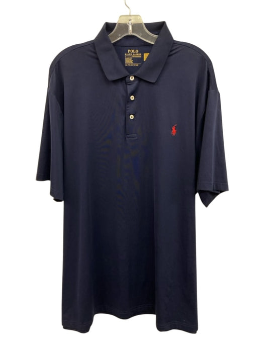 Polo Size XXL Blue Synthetic Solid Polo Men's Short Sleeve Blue / XXL