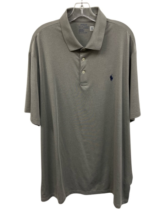 Polo Size XXL Gray Synthetic Solid Athletic Polo Men's Short Sleeve Gray / XXL