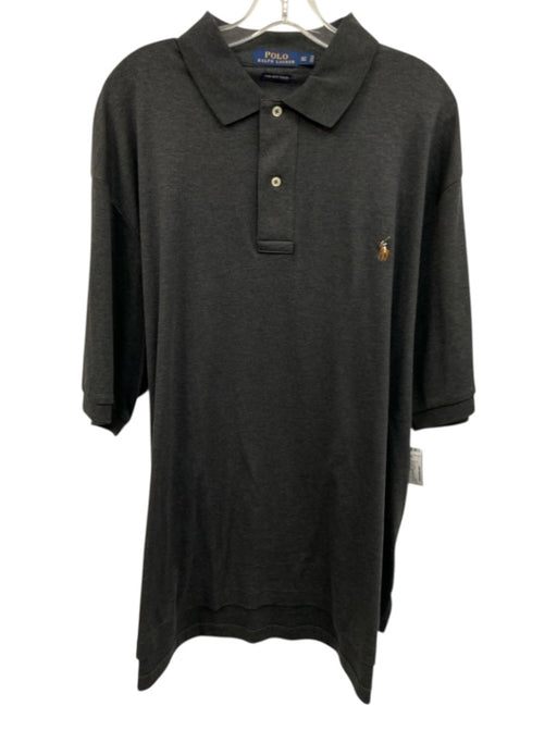 Polo Size XLT Dark Gray Cotton Blend Solid Polo Men's Short Sleeve Dark Gray / XLT