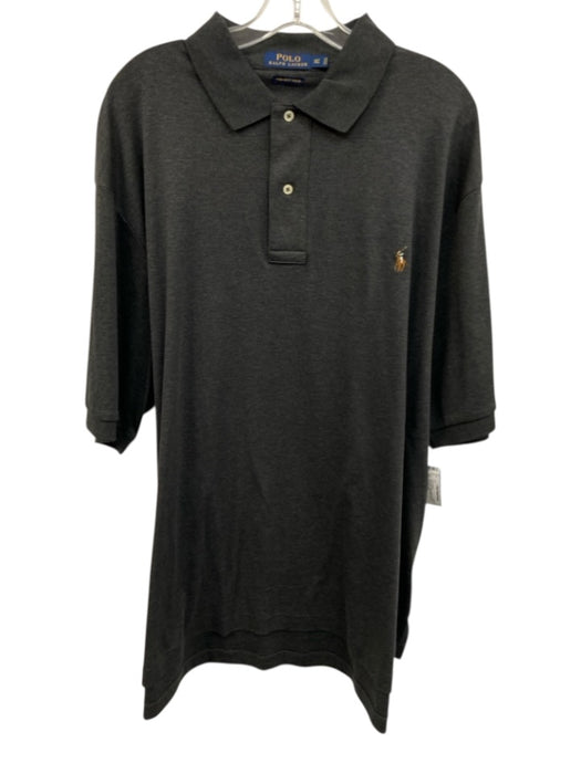 Polo Size XLT Dark Gray Cotton Blend Solid Polo Men's Short Sleeve Dark Gray / XLT