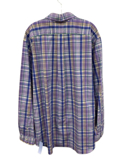 Polo NWT Size XLT Purple & Blue Print Cotton Blend Plaid Men's Long Sleeve Shirt Purple & Blue Print / XLT