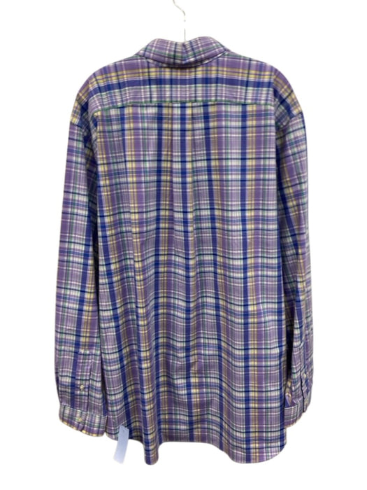Polo NWT Size XLT Purple & Blue Print Cotton Blend Plaid Men's Long Sleeve Shirt Purple & Blue Print / XLT