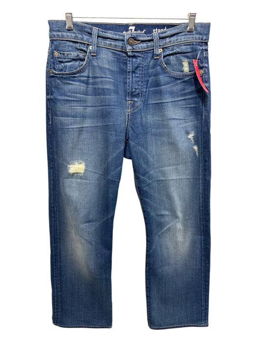 7 For All Mankind Size 29 med light wash Cotton Blend Distressed Jean Pants med light wash / 29